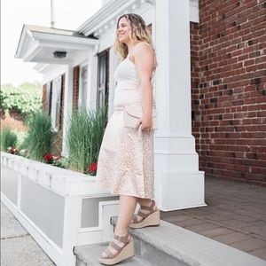 Satin Leopard Midi Skirt